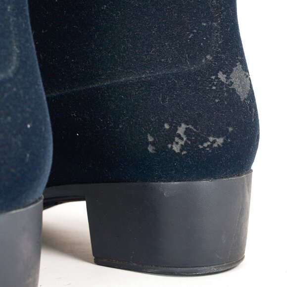 Chanel 11A Navy Velvet Camellia Rubber Rain Boots - Picture 9 of 12